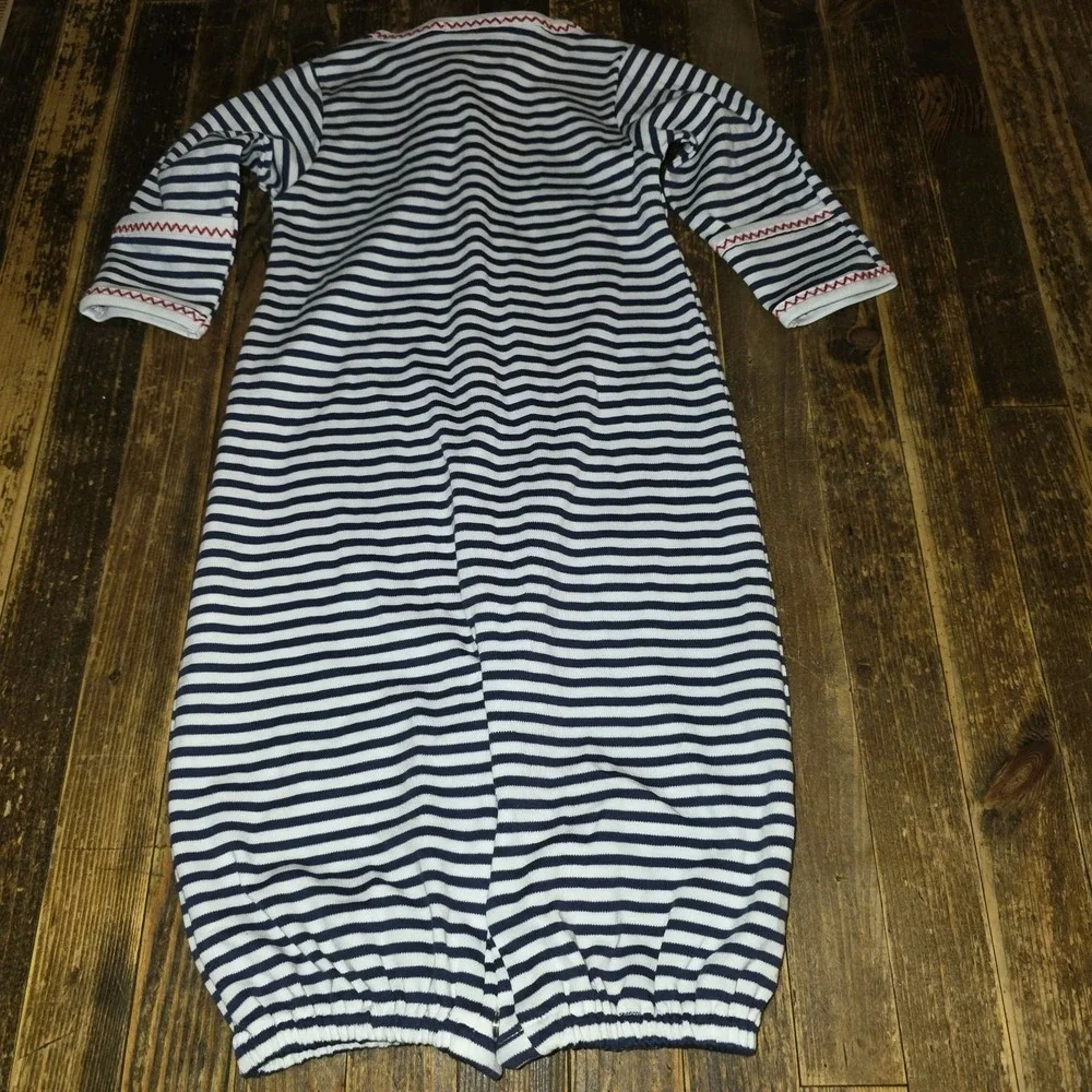 Kissy Kissy NWT Blue & White Stripes W Crab Beach Pima Cotton Convertible Gown S